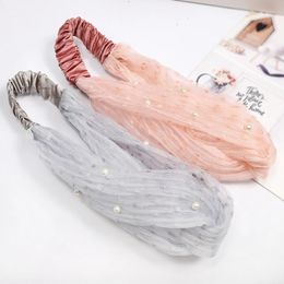 Girl Sweet Hair With Net Red Pearl Hair Accessories Korea Dongdaemun Super Fairy Temperament Mesh Lace Headband