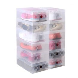clear shoe cases Canada - Storage Bags 10pcs In 1 High Quality Clear Foldable Plastic Shoe Case Boxes Stackable Organizer Holder