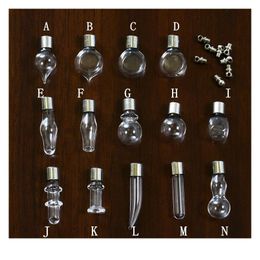 10piece Copper Screw Cap Glass Vial Pendant Miniature Wishing Bottle Clear Oil Charm Name Or Rice Art Mini Glass Bott bbyEYg