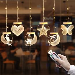 2M*0.7M 3D Romantic Cutrain Lights LED Marriage Confession String Light Hanging Wall Lamp For Christmas Party Wedding Decoration Y201020