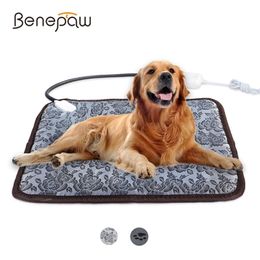 Benepaw Adjustable Heating Pad For Dog Cat Puppy Power-off Protection Pet Electric Warm Mat Bed Waterproof Bite-resistant Wire LJ201201