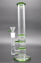 12 Inch Glass Pipe Assorted Color Green Glass Bong Three Layer Percolators 3 Mass Comb Filter And 1 Perc Water bongs Hookahs 18MM Joint