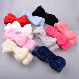 Pure Colour Coral Fleece Wash Face Bow Hairbands For Women Girls Headbands Headwear Hair Bands Turban Hair Accessories