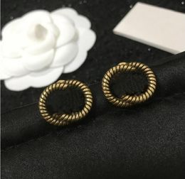 2022 Classic Letter Stud Earrings Brass Material Fashion Retro High-end Quality Earrings Necklace Bracelet Set Female Fast Delivery