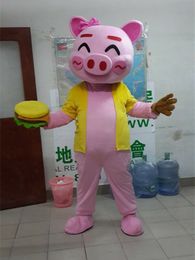 Mascot Costumes Pink happy pig mascot costume cartoon animal parade costume dress party outdoor costume adult