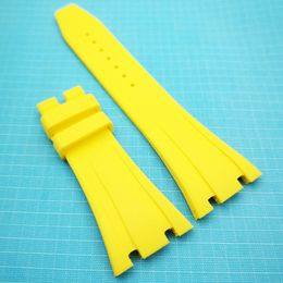 27mm Yellow Colour Rubber Watch Band 18mm Folding Clasp Lug Size AP Strap for Royal Oak 39mm 41mm Watch 15400 15390