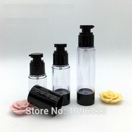 15G 30G 50G Black Airless Bottle with Flat Pump, Cosmetic Serum Lotion Gel Packaging Bottle, Plastic Vacumm 20pcs/Lot
