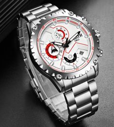 WLISTH Mens white Men's sports watch multi-function waterproof calendar Mens Top Quality