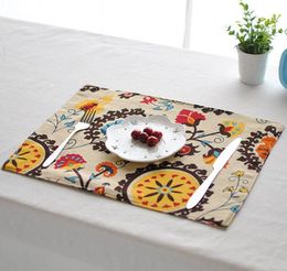 Table mats Tableware mats Pads table mat cotton fabric Chinese art table insulation pad Western-style food bowl pad
