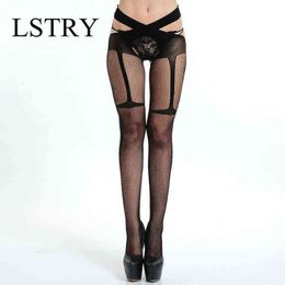 NXY Sexy Lingerie Women Stripe Elastic Stockings Transparent Black Fishnet Lstry Erotic Hot Open Crotch Stockings1217