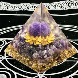 2.36inches Orgone Pyramid Chakra Purple Meditation Amethyst Sphere Reiki Tower