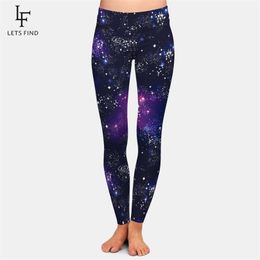LETSFIND Fashion Arrival 3D Galaxy Digital Print Girl Leggings Sexy Women High Waist Pants Elastic Plus Size 211221