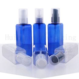 50pcs 100ml empty square transparent PET plastic bottles container lotion pump,clear bottle cosmetic package