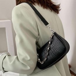 Vintage Alligator Baguette Shape Bag Luxury Leather Handbag 2021 New Fashion Shoulder Bag Womens Messenger Crossbody Bags Sac