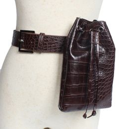 Luxury Fashion Leather Serpentine Waist Bag Women Fanny Pack Waist Belt Bags