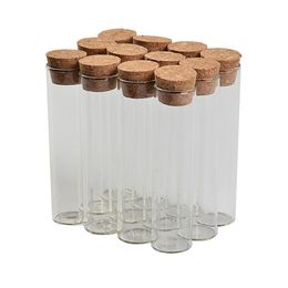 100 pcs 22x90mm 22ml Flat Bottom Glass Tube Bottles With Corks Empty Scented Tea Jars Wishing Stars Decorative