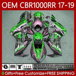 Body Kit For HONDA CBR 1000 CBR1000 RR CC 2017-2019 Green Shark Injection Bodywork 75No.157 CBR 1000CC 1000RR CBR1000RR 17 18 19 CBR1000CC 2017 2018 2019 OEM Fairing