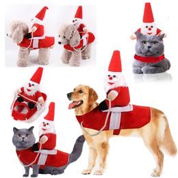 Christmas Dog Clothes Santa Dog Costumes Holiday Party Dressing up Clothing for Smal Medium Large Dogs Funny Pet Outfit Riding 201127