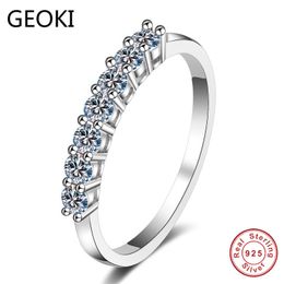 Geoki Luxury 925 Silver Passed Diamond Test Mossanite Ring Perfect Cut 0.28 ct D Color VVS1 Engagement Wedding Rings for Women 201116