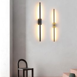 Modern metal tube LED wall lamp up down sconce Bedroom foyer washroom living room toilet bathroom black gold Decor Wall Mirror Light