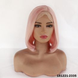 PINK Full Straight Synthetic Remy Hair Lace Front BOB Wigs Simulation Human Hair Wig perruques de cheveux humains