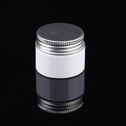 White PET plastic jars cosmetic jars for cream lotion with Aluminium lids in gold/silver/black PP lids in black/white/clear
