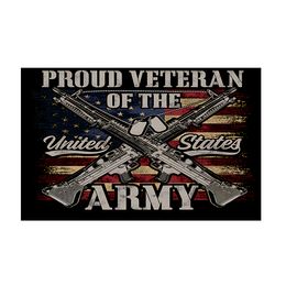 Proud Veteran Of The US Army Flags 3X5FT Patriotic Freedom Convoy 2022 100D Polyester High Quality Vivid Colour With Two Brass Grommets