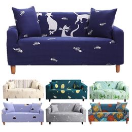 Sofa Cover Elastic Cartoon Slipcover Adjustable Couch Cover for Funda Sofa Chaise Lounge Protected I Shape Armchair Cover LJ201216