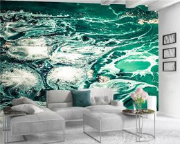 Luxury Green 3d Wallpaper Elegant Luxury Green Wave Wallpaper Indoor TV Background Wall Decoration 3d Mural Wallpaper