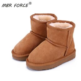 MBR FORCE Snow Boots Genuine Leather 2020 Boots for Girls Boys Winter Warm Children's Shoes Plush Fur Botas Kids LJ200911