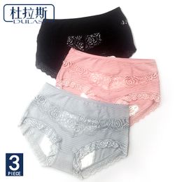 DULASI Leak Proof Menstrual Panties Physiological Pants Women Underwear Comfort Cotton Lace Solid Color Mid Rise Briefs 9059 LJ200822