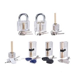 7-Piece Practise Lock Set for Beginner and Pro Locksmiths, 7 Pack Transparent Padlock Training Tool