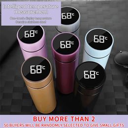 Intelligent Stainless Steel Thermos Bottle Cup Temperature Display Vacuum Flasks Travel Car Soup Coffee Mug Thermos Water Bottle LJ201223