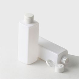 40pcs 250ml white empty square plastic bottles with flip top cap,travel PET makeup bottle for cosmetic packaging shower gel