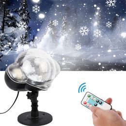 LED Snowfall Projector Light Waterproof IP65 Outdoor Christmas Snowflake Spotlight With Remote Control For Birthday Halloween Y201006