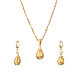 Water Drops Ball Pendant Necklace Round Earrings Jewellery Gold Women Party Jewellery Sets