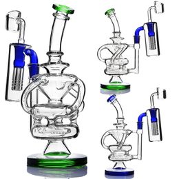 Thick Base Bong Unique Glass Bongs Recycler Dab Rig Water Pipe with Ash Catcher 14 mm Banger