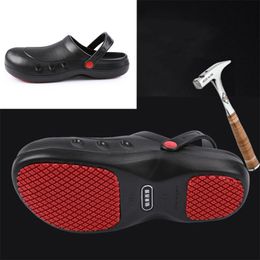 Chef Smash-proof Men Oil-Proof Water-Proof for the Chef Master Cook Hotel Restaurant Slippers Sandals Flat Work Shoes Slippers