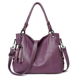 HBP handbag European and American women Bag style retro Fashion stitching Pu tassel portable single shoulder slung Commuter