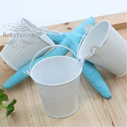 100pcs Elegant White Mini Pails wedding Favours tin pails tin candy box succulent plant bucket baby shower event party supplies