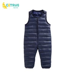 CITRUS Children Braces Pants Down Trousers Baby Boy Girl Cotton Thickening Winter Warm Down Trousers Braces Pants LJ201012