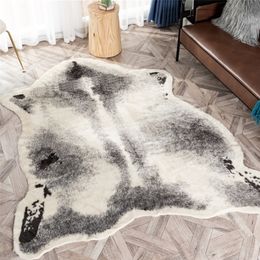 large size 170x220cm cow Leopard Badger ZebraPrinted Cowhide faux skin leather NonSlip Antiskid Mat Carpet for living room 220301