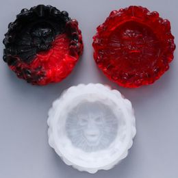 Ashtray Mold Skull Crystal Epoxy Ashtray Molds Mirror Handmade Resin Mould DIY Craft Jewelry Smoking Accessories YG753