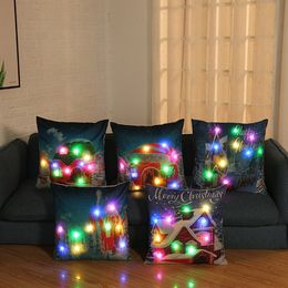 Christmas Luminous pillow case Indoor living room car sofa cushion cover red Christmas pillowcase cushion cover 5 style T2I51656