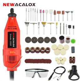 NEWACALOX EU/US 130W Mini Variable Speed Grinder Set Carving Machine for Metal Wood Glass 147PCS Engraving Tool Accessories 201225