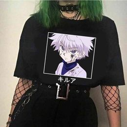 Hunter X Hunter Killua T-shirt Japanese anime casual top fun cartoon Harajuku O-neck loose T-shirt Gothic style women's clothing G220228