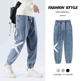 Fashion Loose Jeans Men New High Quality Harajuku Stretch Wide Pants Cosy All-match Hip Hop Street Baggy Denim Skateboard Pants G0104