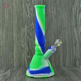 New Hookah 13.3" Unbreakable tobacco Silicone Smoking Water Pipe for smoking Bubbler Xl Beaker hand weeding Bong With Glass Bowl oil rig