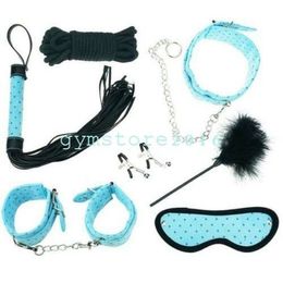 Bondage Sexy Ankle Handcuffs Limit Suit Blue Prank Cuffs Whip Collar Flirt #24