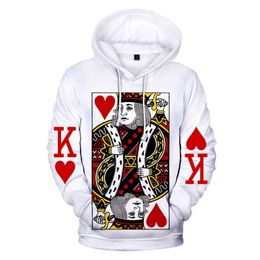 heart graphic sweatshirt UK - Heart Of The Cards Men's Hoodie 3D Poker Graphic Print Playing Poker King Sweatshirts Hip Hop Style Hooded Fashion Pullover G1229